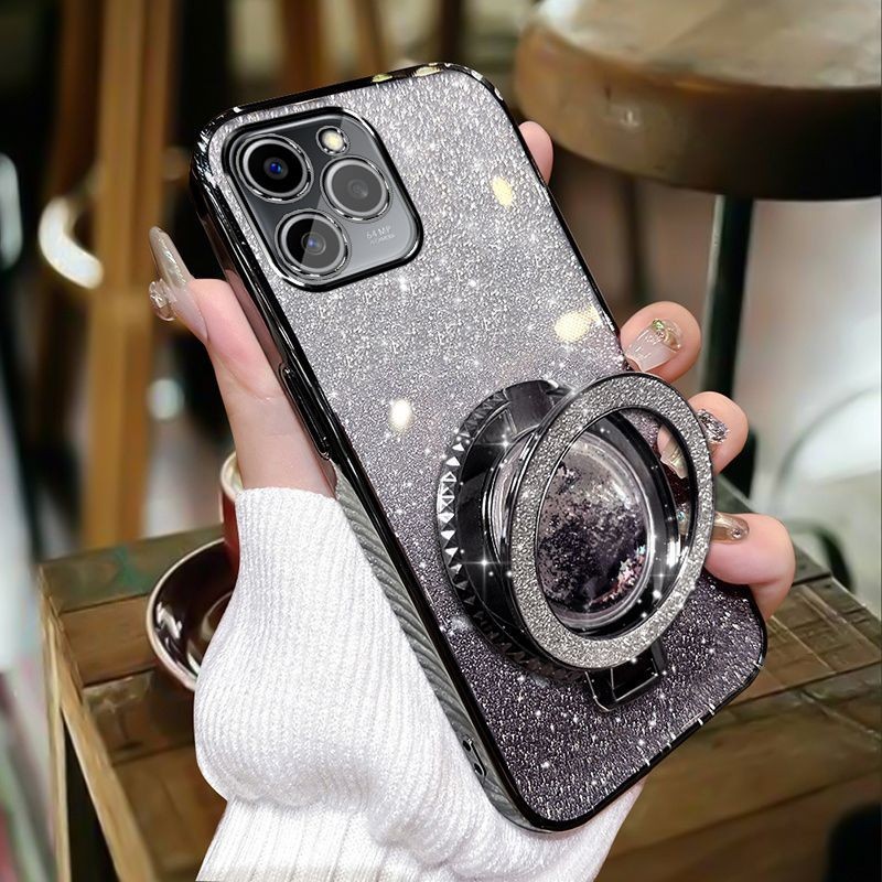 New Phone case Infinix Hot 40 Hot 40i Hot 40 Pro Back cover Liquid Glitter Quicksand Hourglass Stand Holder Luxury Shiny Gradient Plating Girls Slim Phone cases Transparent softcase Silicone Pouch Women. 