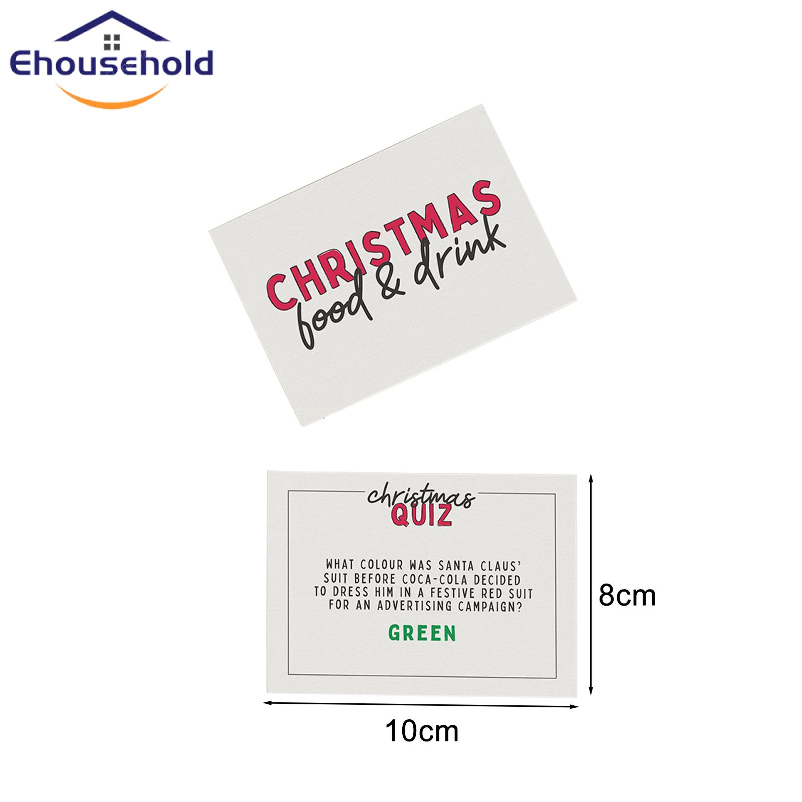 General Knowledge Quiz Card Fun Christmas Trivia Game Card Set Interactive Activity for the Whole Family Perfect Holiday Gift Christmas Quiz Card. 