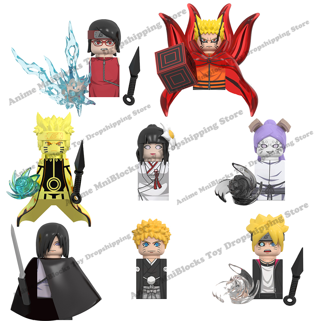 MoupBoi WM Blocks WM6152 Naruto Boruto Ootutuki Momoshiki Sasuke Sarada Hinata Anime Bricks Dolls Mini Action Toy Figures Model Dolls