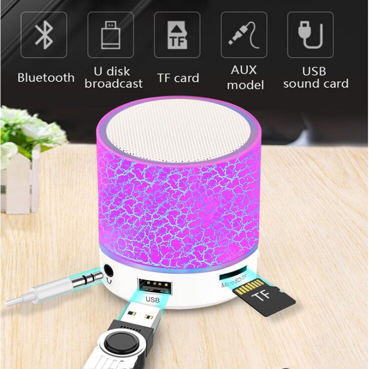 【Youyi】HQAi Colorful Mini Bluetooth Speaker Led Portable Cute Speaker Player USB Radio Music Sound for PC. 