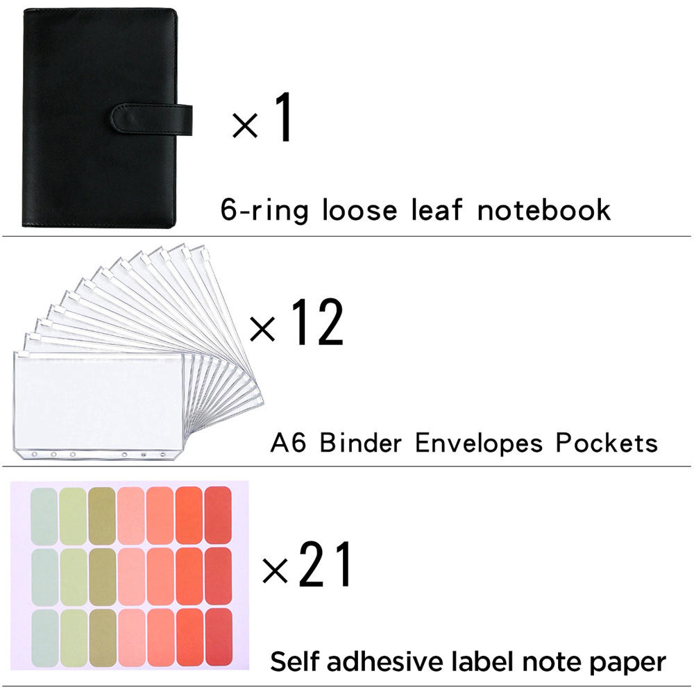 Binder Handbook Zipper Bag Notebook Budget Handbook A6 Book. 