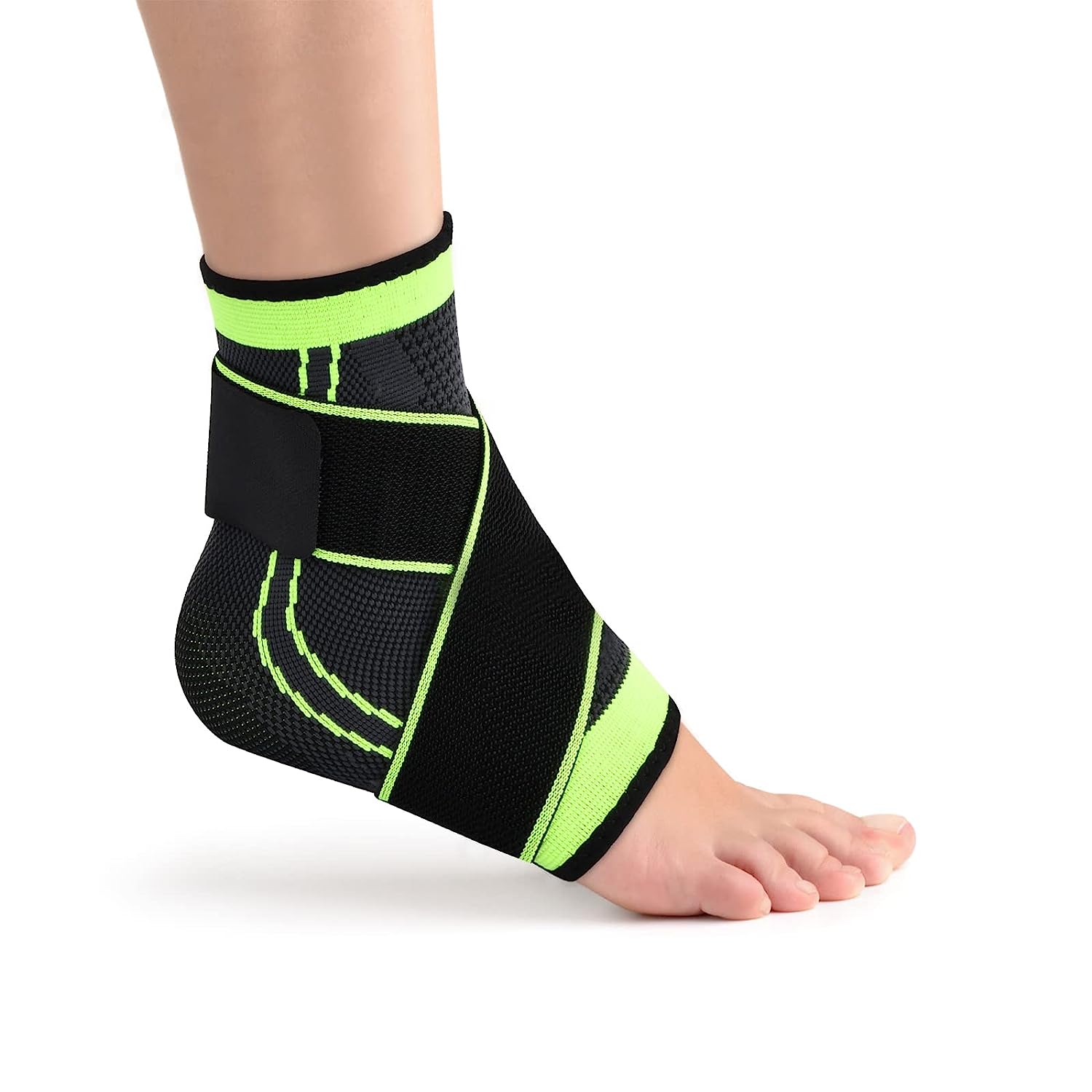 Ankle Brace, Ankle Support with Adjustable Strap for Weak Ankles, Sleeve Socks for Ligament Damage, Sprained Ankle, Plantar Fasciitis, Achilles Tendonitis, One Size for Men & Women. 