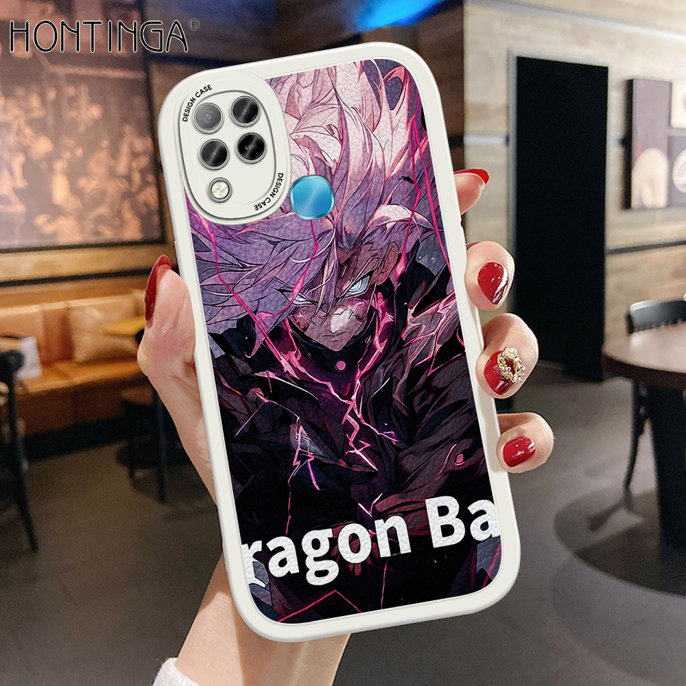 Hontinga for Infinix Hot 10S Hot 10S NFC Back Cover PU Leather Cartoon Dragon Ball Phone Case Soft Silicone Edge Mobile Cover