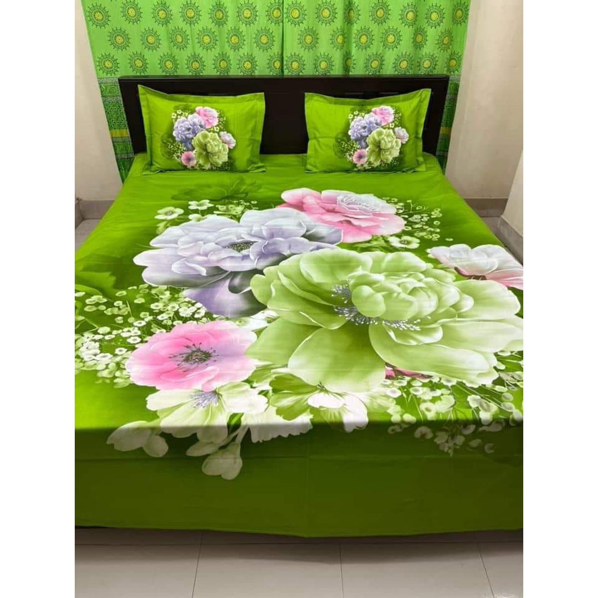 soft and comfortable cotton king size panel bed sheet with two pillow cover size( 7.5 ×8.5) feet King size