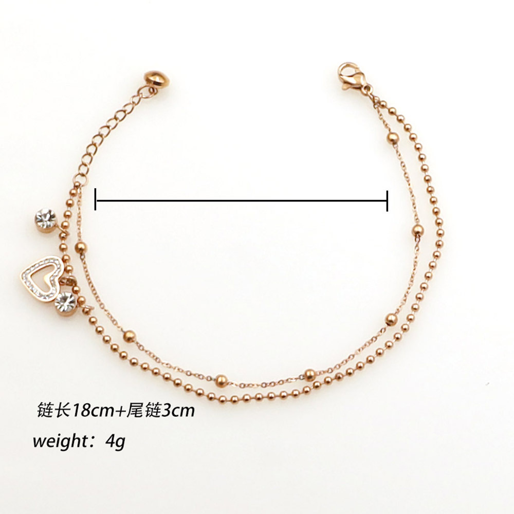INS European and American fashion versatile beach stainless steel anklet girl premium sense 18k electroplated titanium steel