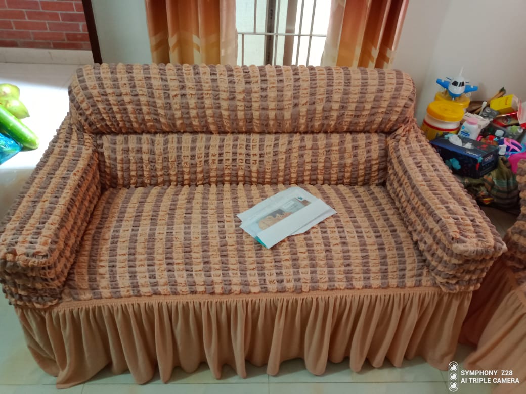Deep C/B Stripe Turkey Stretchable Sofa Cover for Regular Sofa. 