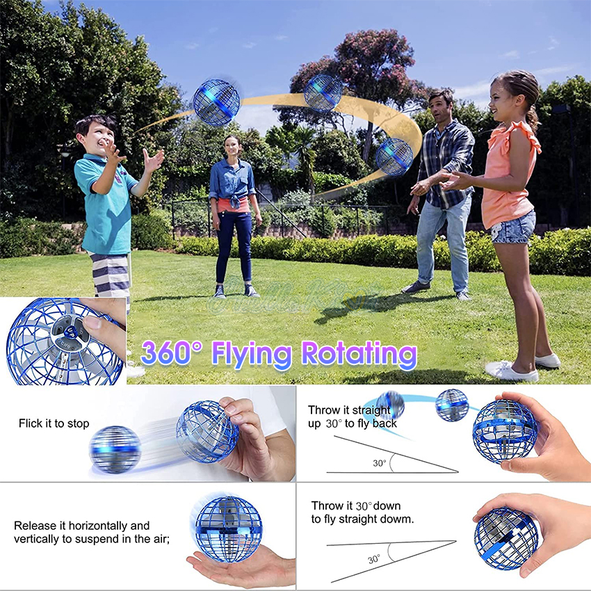 HelloKimi F-lying Ball Spinner T-oy Mini Hand C-ontrolled 360° T-oys Fly Orb Rotating M-agic D-rone F-lying B-oomerang Balls for C-hildren. 