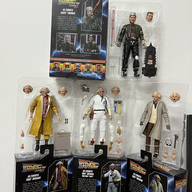NECA Back To The Future Marty McFly Biff Griff Tannen Doc Brown Doc Brown Hazmat Suit Action Figure Martin Joker Clown Model Toy