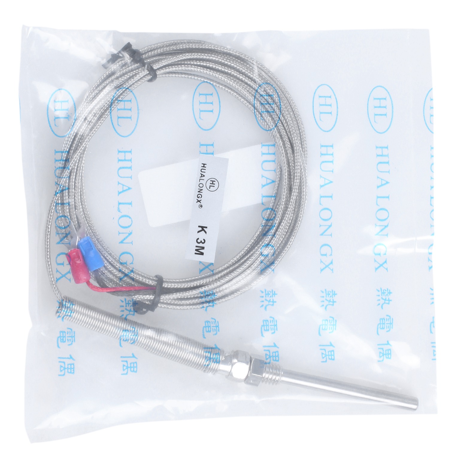 K Type 50x5mm 800C Probe Thermocouple Temperature Sensor Cable 9.8ft 3 Meters. 
