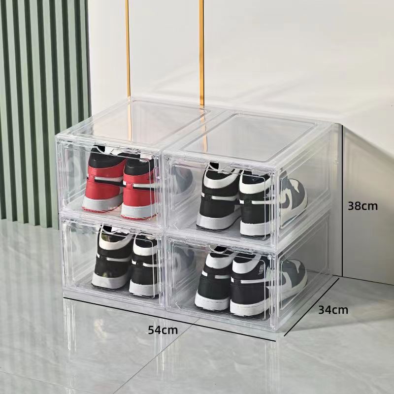 Shoe Box Hard box magnetic suction side open storage transparent acrylic aj bag hand-made storage box thickened large shoe cabinet. 
