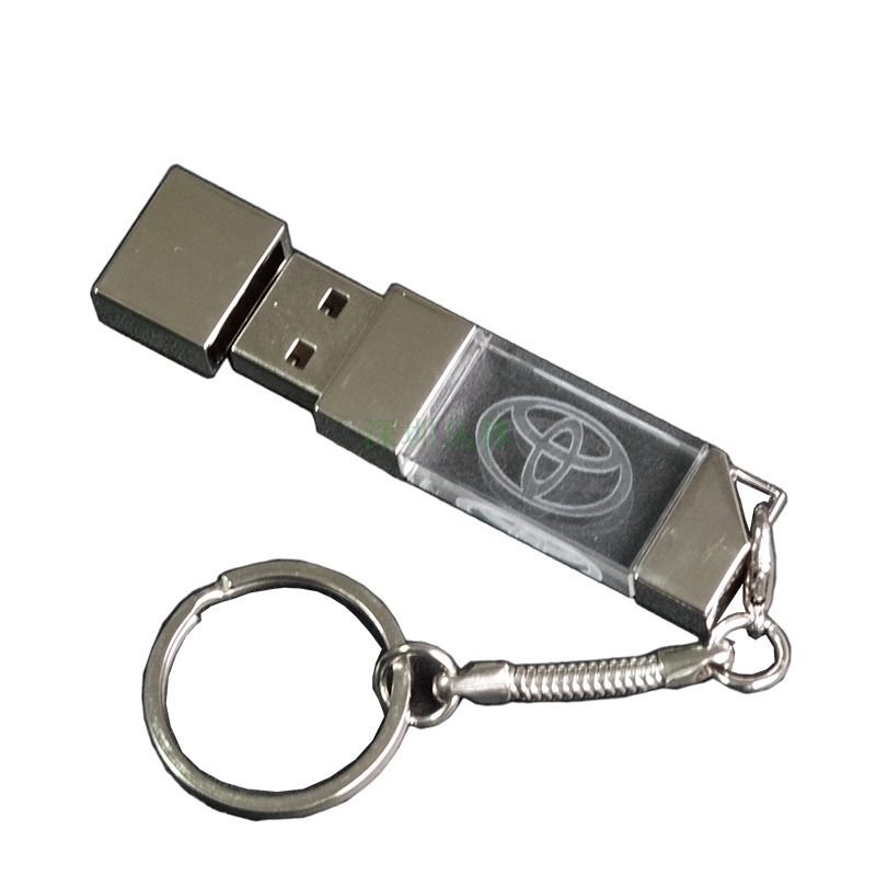 Luminous LED transparent crystal with acrylic lettering, large capacity 3.0, encrypted and stylish USB flash drive. 