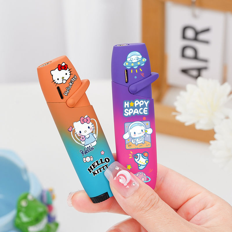 New Cool Cute Cartoon Creativity Unique Gradient Strawberry Bear Windproof Lighter for Boyfriend for Girlfriend. 