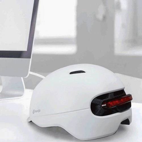 Xiaomi Smart4u SH50 Bicycle Smart Flash Helmet Automatic Light Perception Warning Light Long Battery Life IPX4 Waterproof Size L - White. 
