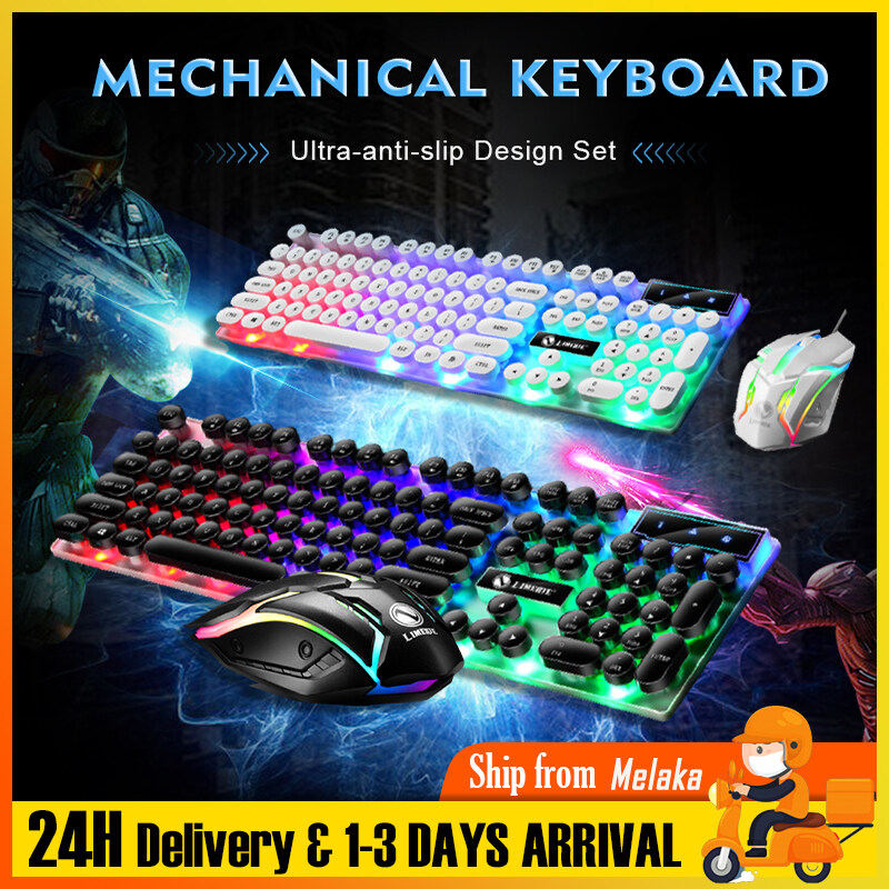 【Free Gift】GTX3000 Backlit Gaming Keyboard Mouse Combo Mechanical Feel Computer Gaming Set LED Backlight USB Keyboard Mouse Set Backlit Full Size 键盘 鼠标 Papan Kekunci Wire Tetikus Win XP/7/8/10 For PC/Laptop. 