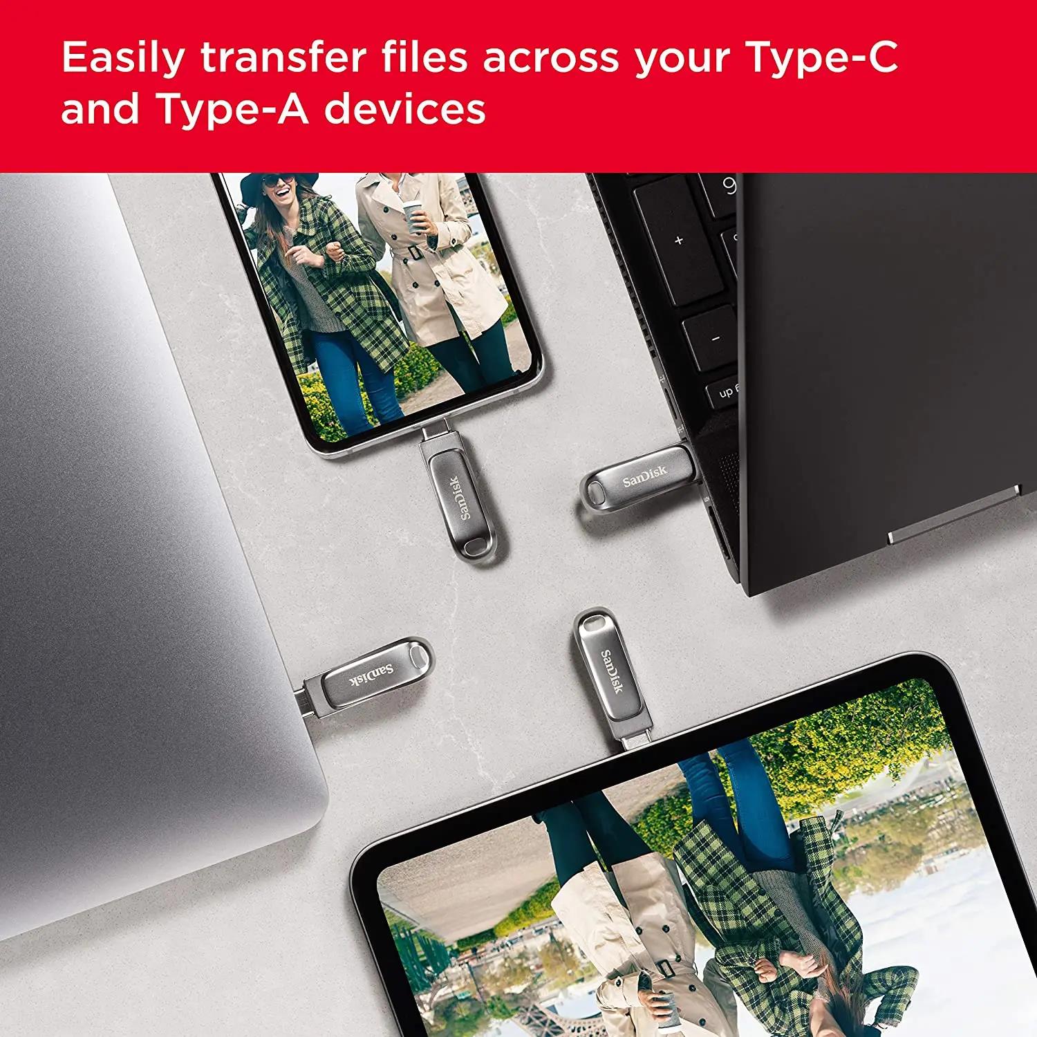 SanDisk OTG Dual Flash Drive High Transfer speed Pendrive USB 3.1 Type-C and USB-A U Disk for iPhone 15 Plus/Pro/Max Pen Drive. 