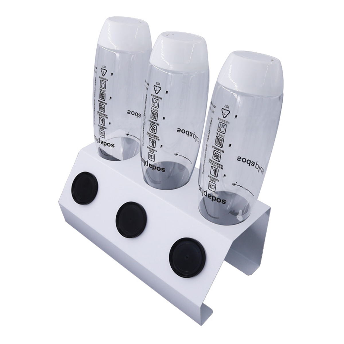 Flaschenhalter Abtropfhalter Edelstahl für Sodastream Crystal & Emil Flaschen 3X - White. 