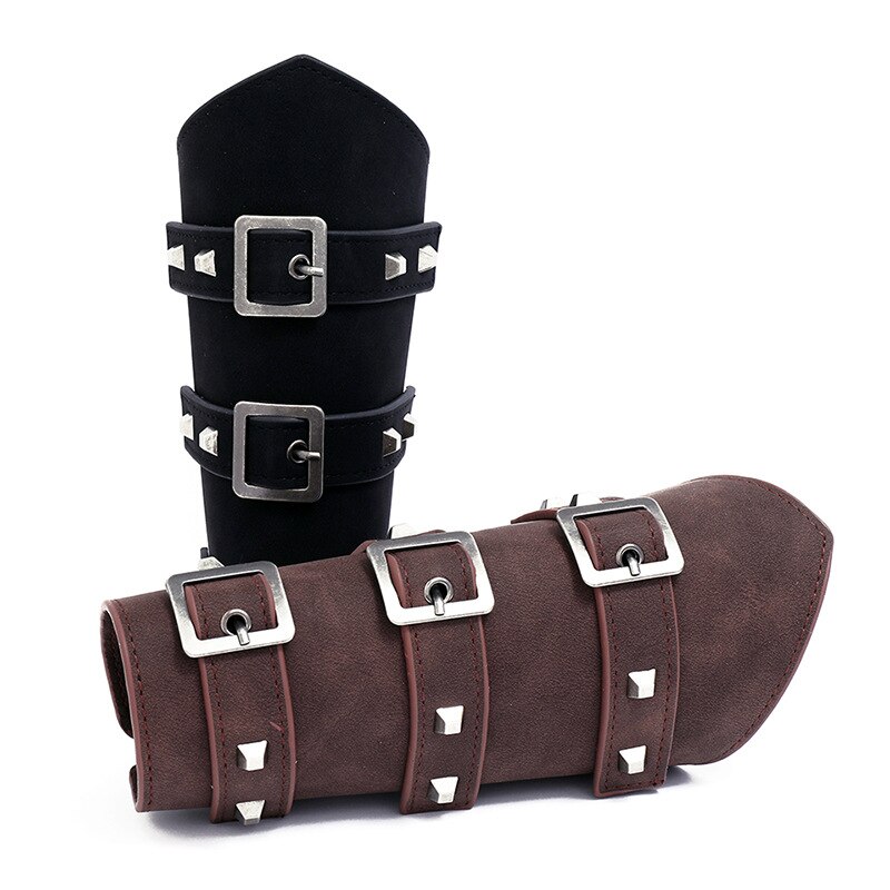 Knight Style Bracer Wide PU Leather Adjustable Cross Strings Arm Armor Arm Gauntlet Steampunk Waistband Unisex Bracer Protective. 