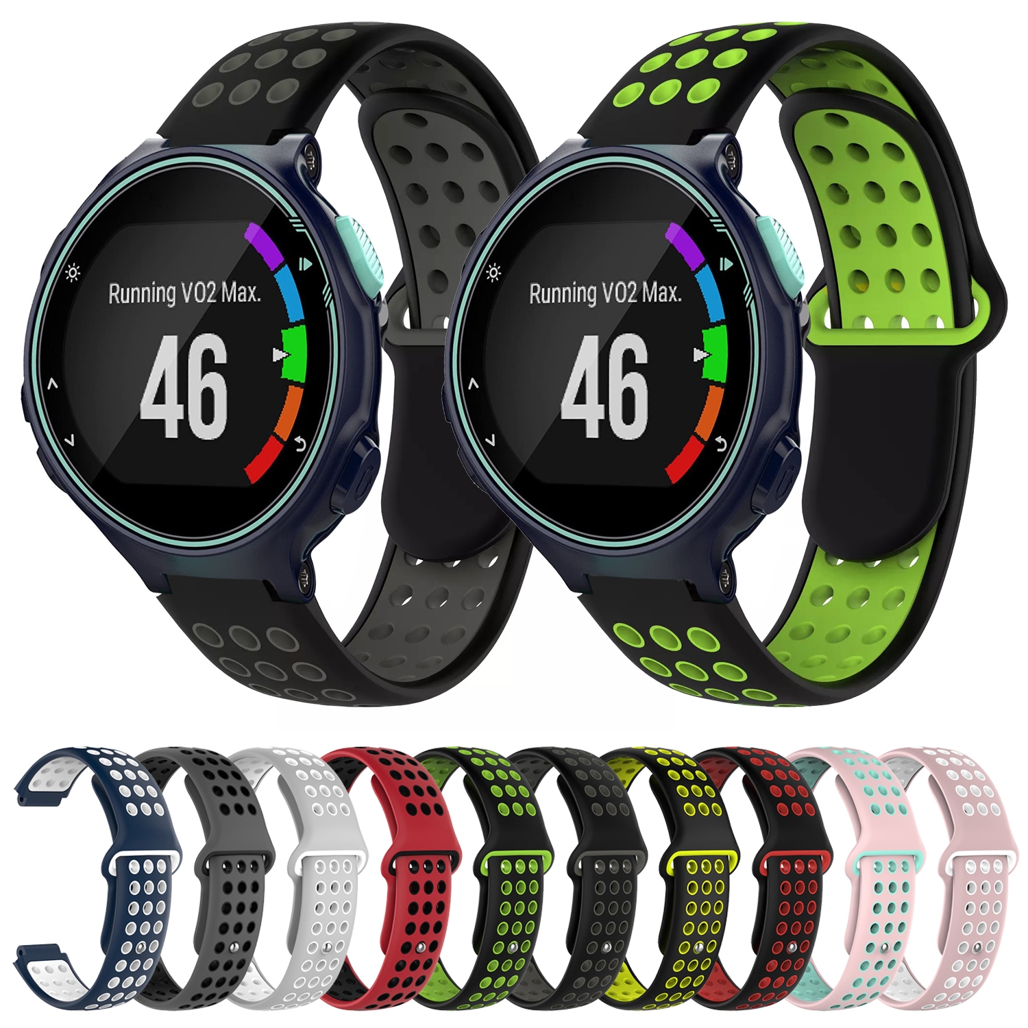 For Garmin Forerunner 735 / 735XT Two-Color Punched Breathable Silicone Watch Band For Garmin Forerunner 735 / 735XT /Garmin Forerunner 735 / 735XT. 