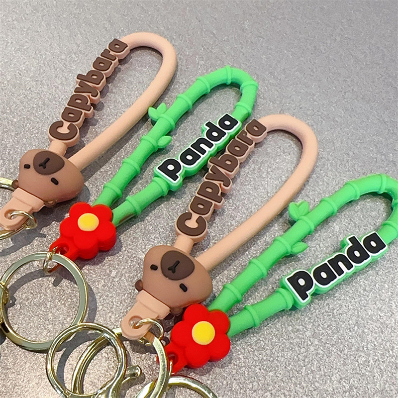 1PC PVC Simulation Capybara Rodent Pendant Capybara Spinning Happy Panda Spinning Wheel Keychain Cute Anime Keyring Fayshow. 