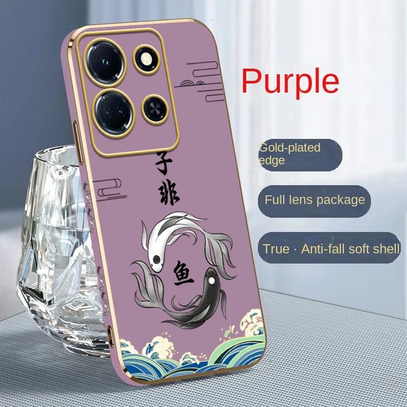 GZUSS Sub Non Fish for Infinix Note 30 Pro Note 30 VIP 5G Electroplated Mobile Phone Case Chuang Tzu Taoism