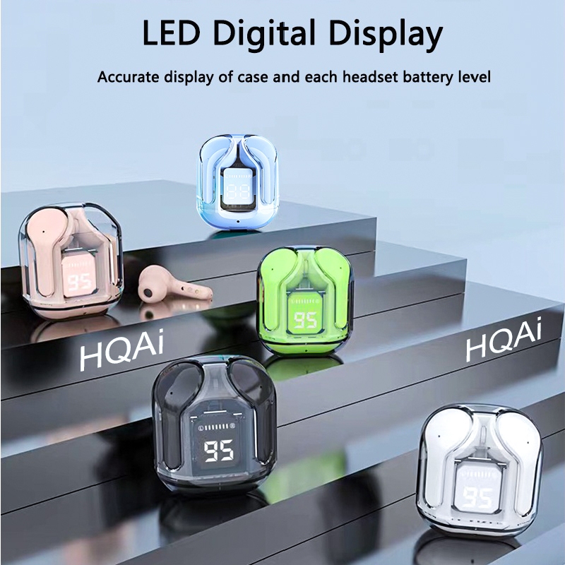 HQAi H4 Wireless Earphone Bluetooth TWS Build-in Mic Earbuds Noise Cancellation Earphone Touch Control Hi-fi Headset Sports Waterproof for All Phone. 
