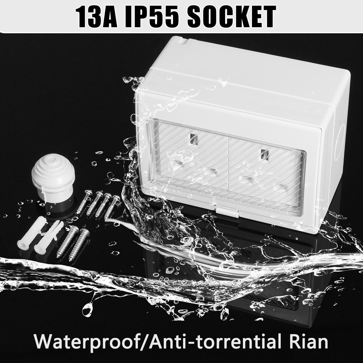 Helpful Waterproof IP55 13A Two Socket Plug Outdoor Storm Power Switched Damp. 
