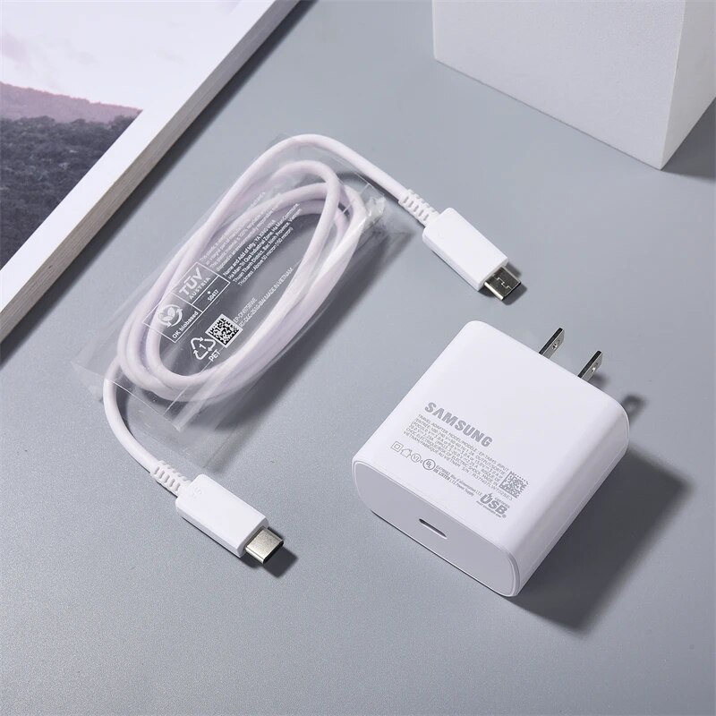 SAMSUNG PD 45W Super Fast Charging Original US Wall Charger 5A USB C To Type-C Cable For Galaxy S24 S23 S22 Ultra A54 A53 Note20. 
