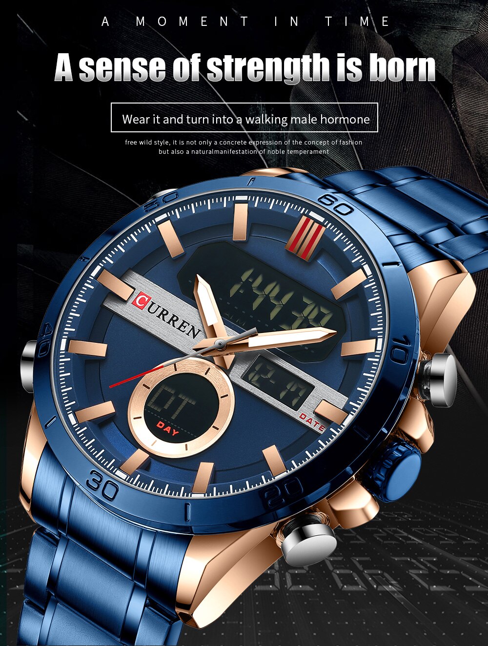 Curren 8384 Dual Time Display