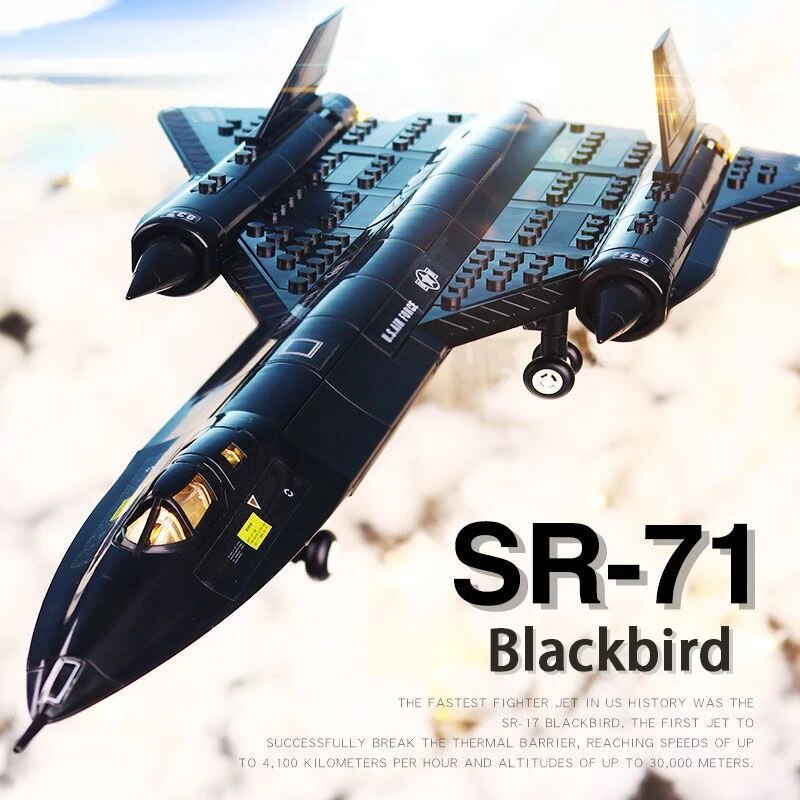 US Air Force SR-71 Blackbird Reconnaissance Airplane Building Block Model Military Fighter Assembling Bricks Toys For Boy Gifts