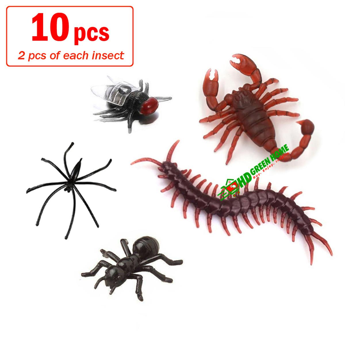 10 pcs x Mixed Simulation Insect Toy Plastic Ant Centipede scorpion Fly Spider Prank Funny Toys. 