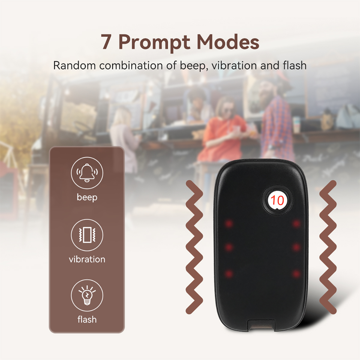 Retekess TD175 Restaurant Pager System, Wireless Calling System,Set with Vibration,Flashing and Buzzer, 1640ft Long Range, 10 Pagers for Restaurant, Church, Food Truck. 