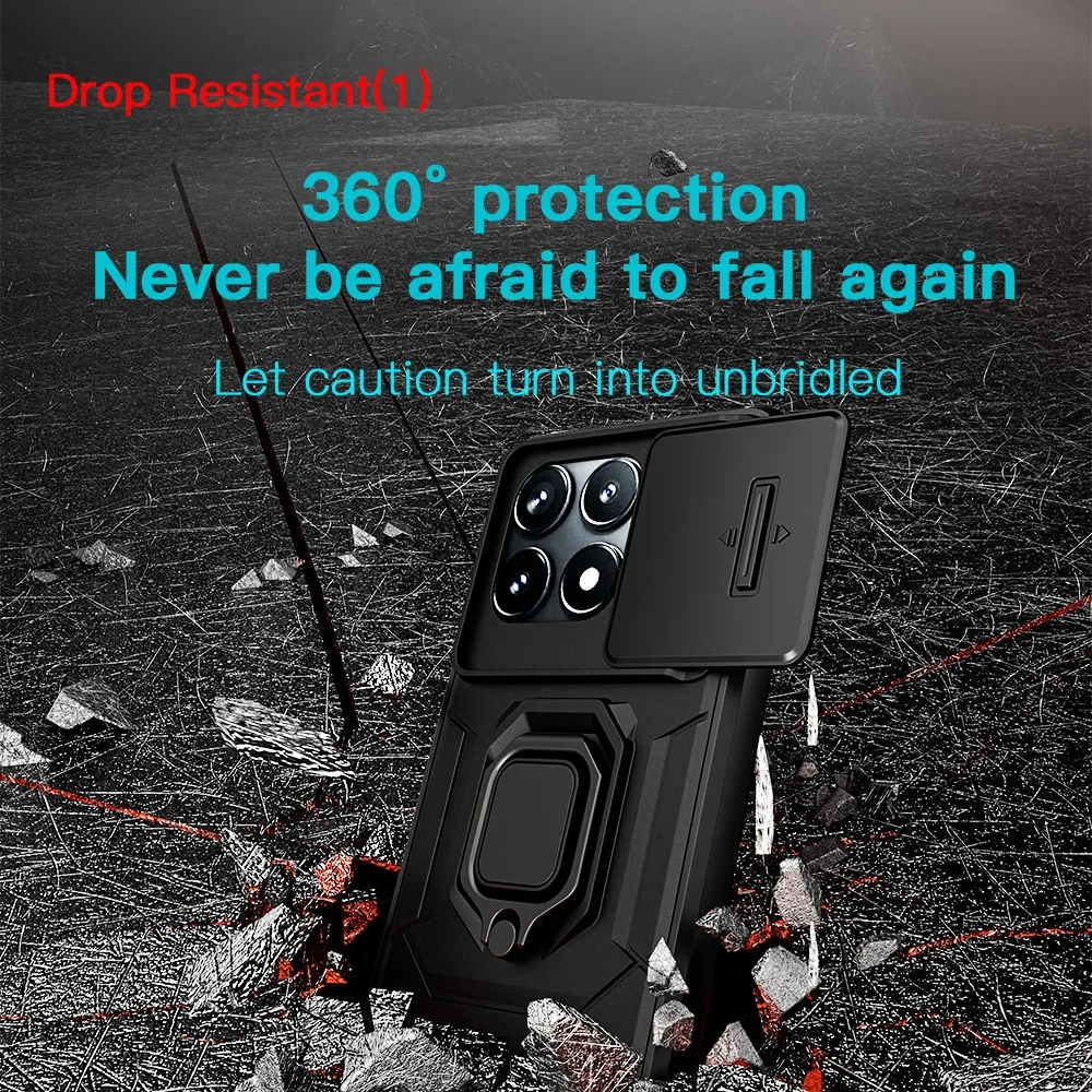 For Xiaomi Poco X6 Armor Ring Case Cover adsorb Car Holder Shockproof Camera Protection Cover For Xiaomi Poco X6 Pro Back cover Phone Cases. 