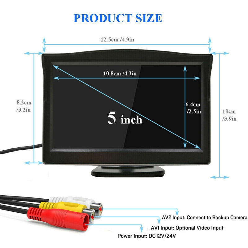 5 Inch 800X480 TFT LCD HD Screen Monitor with Dual Mounting for Car Backup Camera/Rear View/DVD/Media Player. 