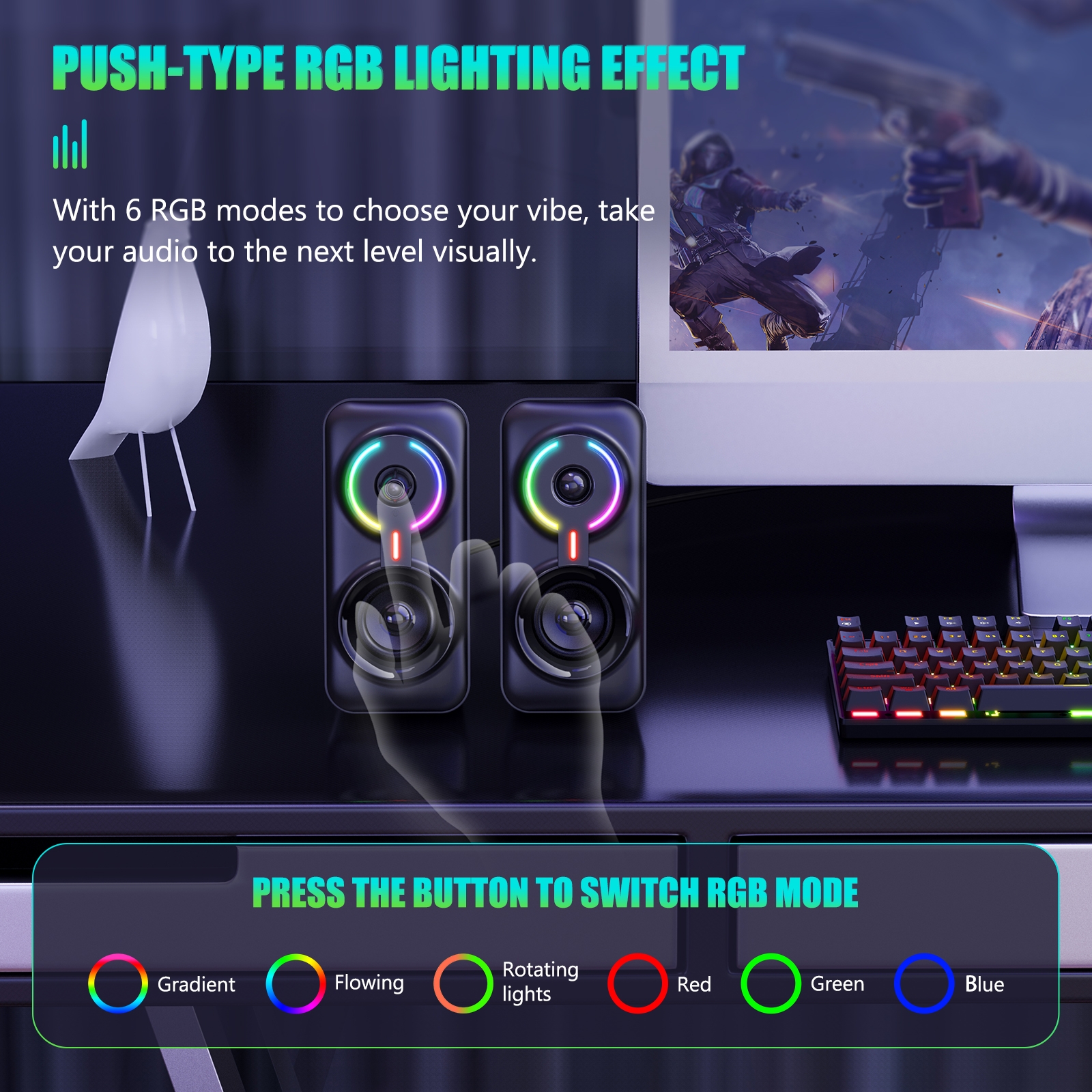 (New)ONIKUMA L6 RGB Lighting Computer Audio with Bluetooth Function(Black). 