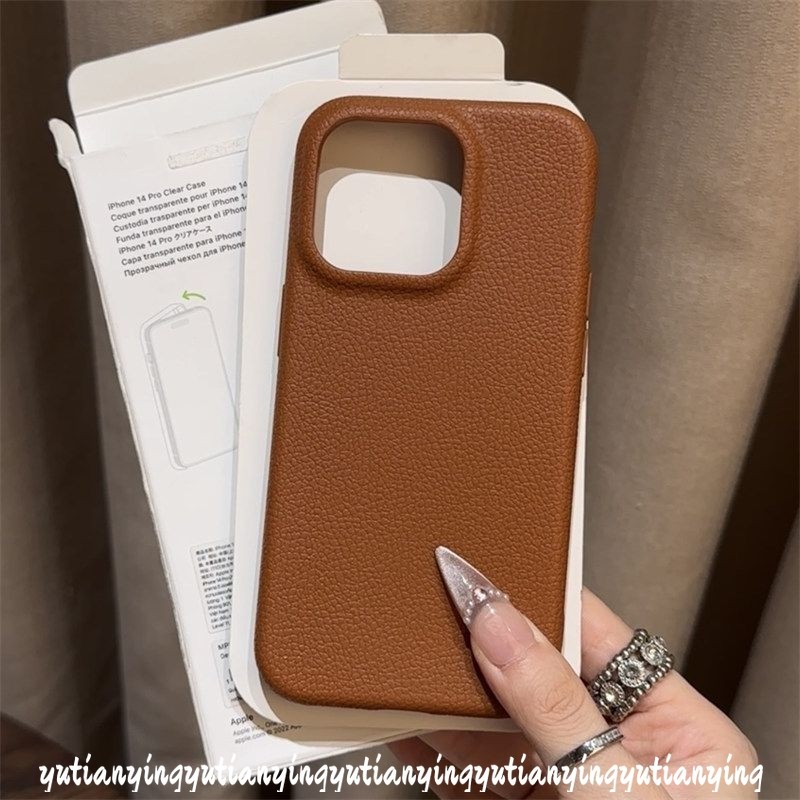 Luxury Lychee Leather Texture Skin Feel Case Compatible for IPhone 15 11 16 13 12 14 Pro Max 15 16 14 Plus 16 Pro 12Pro Max 16Pro 15Pro Trendy Solid Color Simple Maillard Soft Case. 