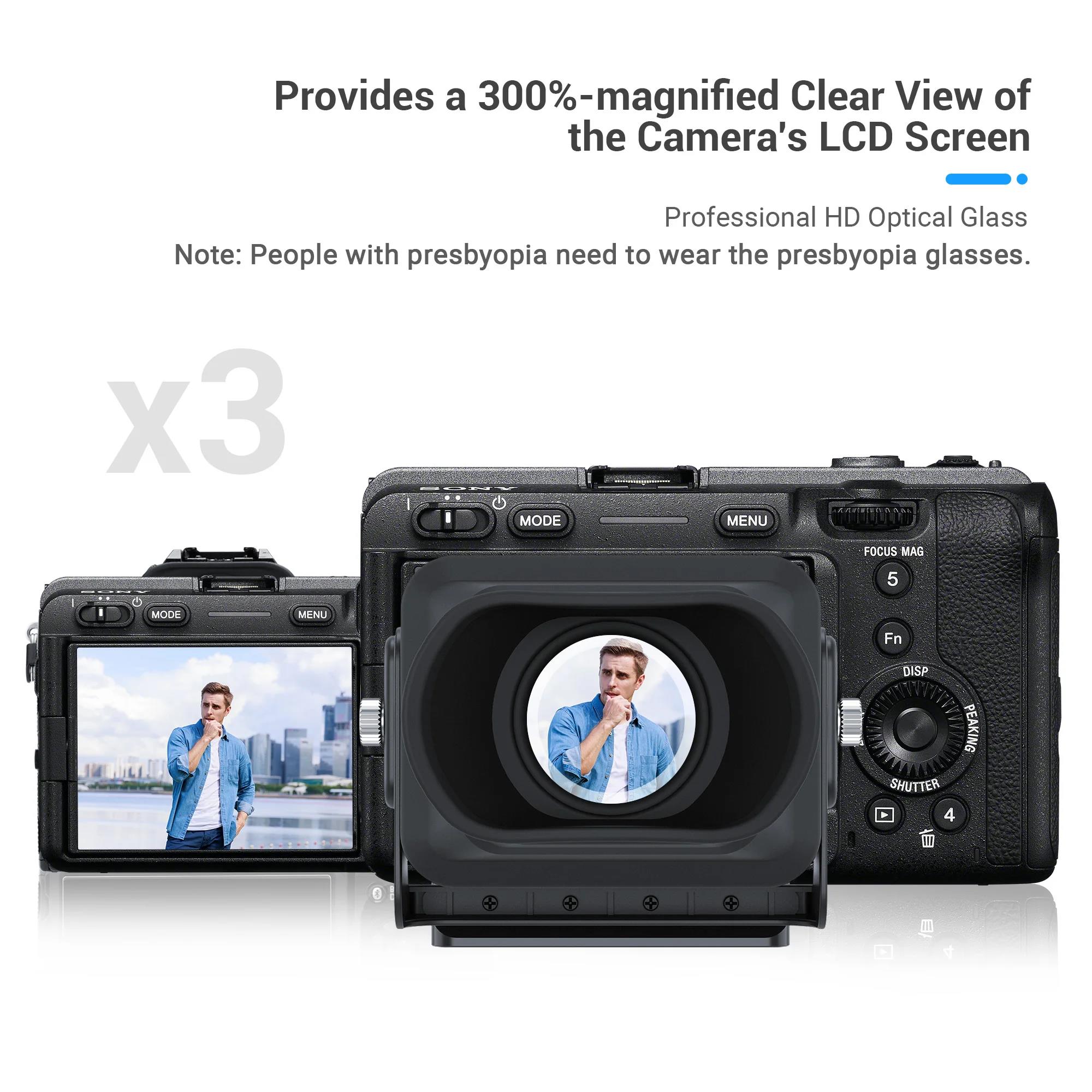 JJC Sonying Viewfinder Professional 3.0x HD LCD Screen Viewfinder Camera Extender Eyecup Eyepiece for Sony FX30 FX3 Camera Black. 