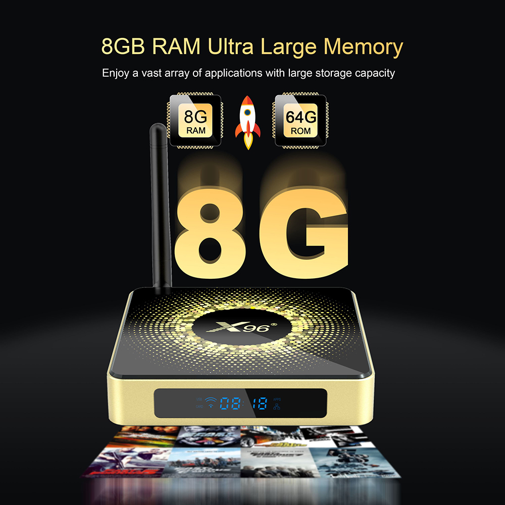X96 X10 Amlogic S928X-J TV Box 8GB RAM 64GB ROM Support Dolby 8K USB3.0 Wifi6 BT1000M LAN Google Voice Input Set Top Box. 