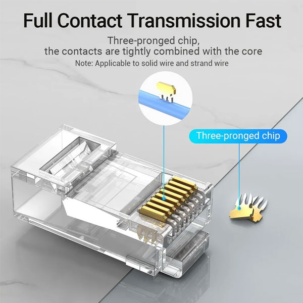 VENTION IDDR0-50 Cat.6 UTP RJ45 Connector Modular Plug - Transparent - 50 Pack. 