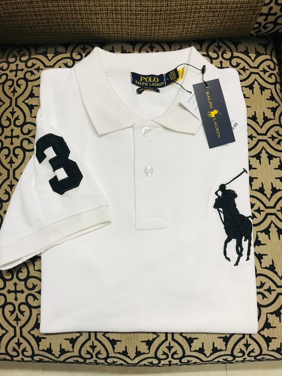 RL Single Big Pony Mesh Short-Sleeve Polo Shirt White