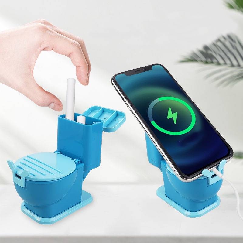 Creative Toilet-Shaped Phone Stand: Practical Mini Desktop Phone Holder With Solid Base, Essential Small Phone Stand For Home