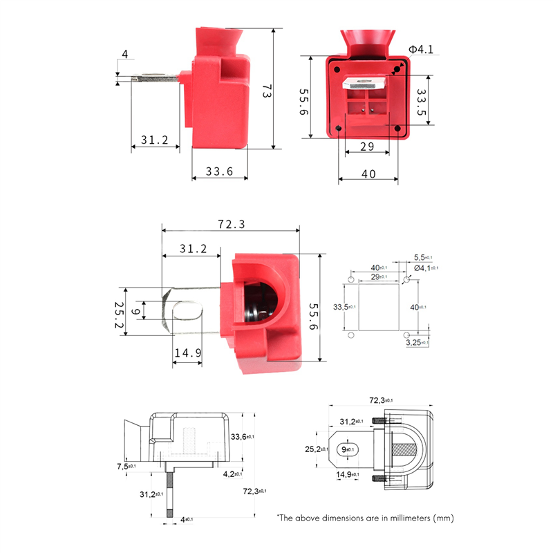 2X 200A Dedicated Terminal Block, Suitable for All-Copper Solar Connector 4000W Brass Inverter Battery Terminal. 