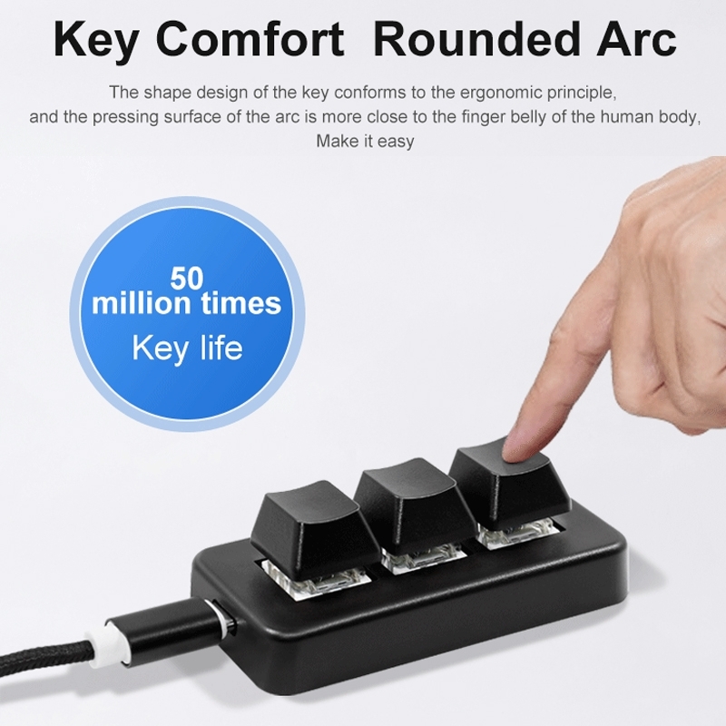 MK321BT Bluetooth 5.1 3 Keys Custom Keys Game Office PS Clip Macro Programming Keypad. 