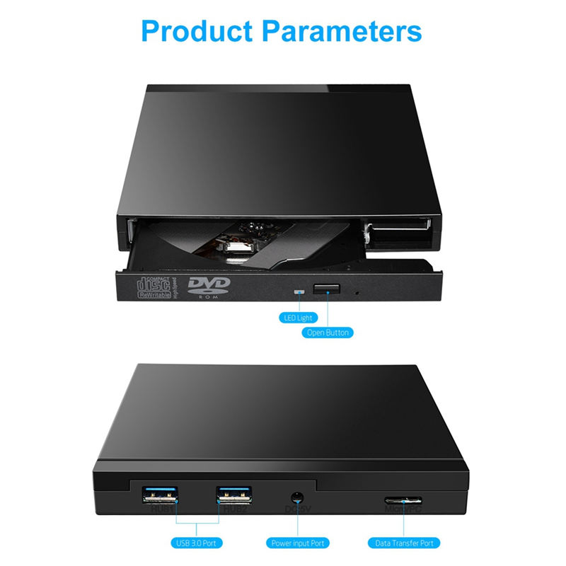 USB 3.0 External CD/DVD Optical Drive CD/DVD Player for PC Laptop. 
