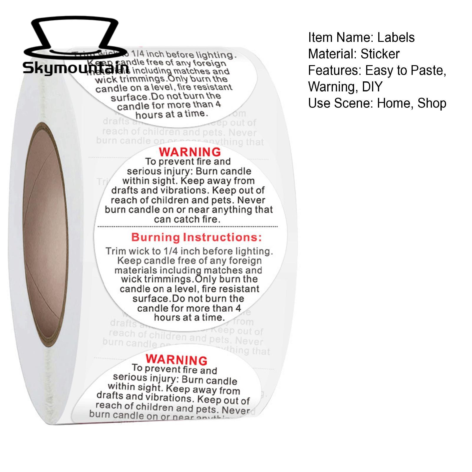 Skymountain Candle Warning Labels Convenient Clamshell DIY Candle Stickers. 