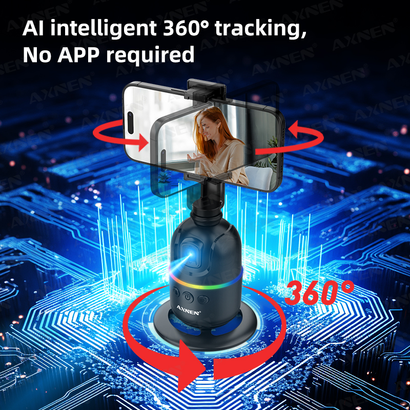 AI Face Tracking Gimbal Mobile Phone Stabilizer, 360 Auto Rotate Selfie Stand for Iphone 15 Pro Max Android, Optional Tripod. 