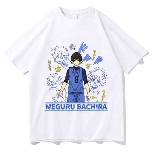 Blue Lock Football MEGURU BACHIRA Cartoon Dzirts Women/men 100% Cotton High Quality T Shirts Fashion T-shirts Short Sleeve Soft. 
