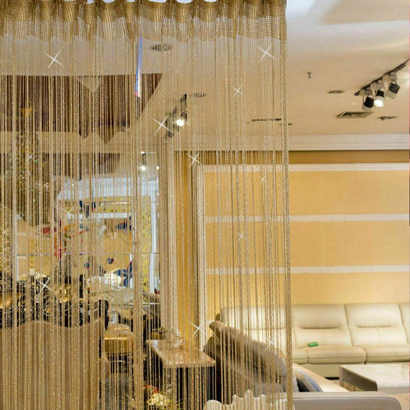 1x2m String Curtain Shiny Tassel Line Curtains Window Door Divider Drape for Home Living Room Cafe interior Decorations Valance. 