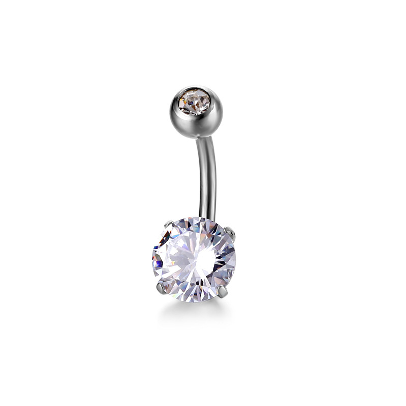 ebay Amazon new product exquisite zircon belly button ring stainless steel belly button nail piercing jewelry titanium steel belly button