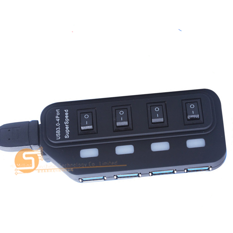 USB 3 HUB 3.0 4 Ports with Power Charging and Switch Multiple USB Splitter Porta Panel for Laptop PC Computer free shipping. 