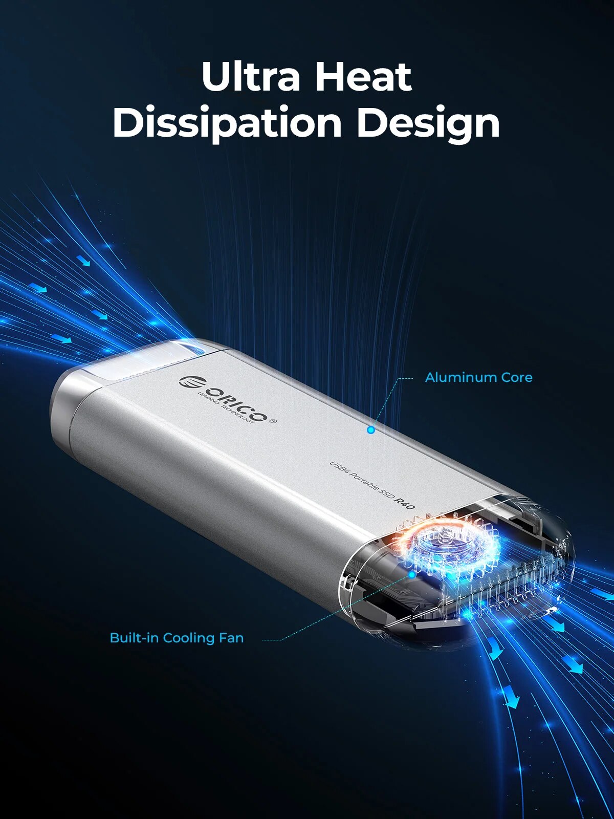 ORICO Silverstone Portable SSD 3500MB/s External Solid State Drive 4TB 2TB 1TB Type- C Aluminum Alloy PSSD Built-in Cooling Fan. 